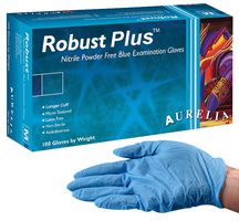 63889 - Robust Plus Strong Longer Cuffed Blue Nitrile Disposable Gloves - X Large, 100 Pack