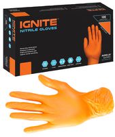 IGNITE L - Ignite Thick Nitrile Examination Gloves, Orange Large - 100 Pack