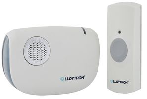 B7030WH - MIP3 Ding Dong Battery Operated Portable Door Chime, White/Grey