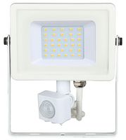 VT-30-S 457 - 30W LED Floodlight with PIR, 2400lm, 3000K, White, IP65