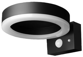4058075392762 - 6W Endura Style Single Circle Solar Wall Light, 3000K, Warm White, 400lm, IP44, Black