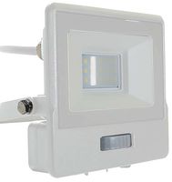 VT-118S-1-W 20294 - 10W LED Floodlight with PIR, 6500K, 735lm, White, IP65