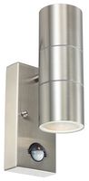 312021 - Piazza Up/Down Garden Wall Light with PIR, GU10, Brushed Steel, IP54