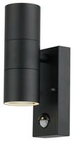 312038 - Piazza Up/Down Garden Wall Light with PIR, GU10, Black, IP54