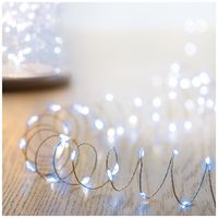LS230113CW - 100 LED Solar Microbrights Pinwire String Lights, Cool White, IP44, 5m