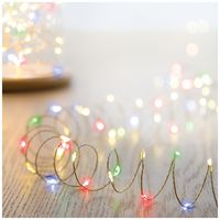 LS230114M - 200 LED Solar Microbrights Pinwire String Lights, Multicoloured, IP44, 5m