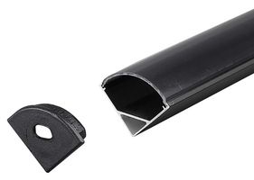 VT-8109 2874 - 2m Mounting Kit with Diffuser for LED Strip Corner, 15.8x15.8mm, Black