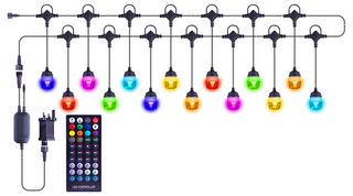 GH250 - Colour Changing Festoon Lights, RGB+W, IP65, 13m