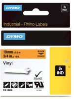 18436 - Coloured Vinyl Label Tape - 19mm x 5.5m Black on Orange