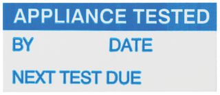 7827282 - Appliance Tested Labels 16 x 38mm Nylon Cloth 350 Pack Blue