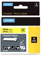 18491 - Flexible Nylon Label Tape 19mm x 3.5m Black on Yellow