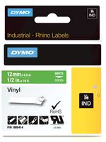 1805414 - Coloured Vinyl Label Tape - 12mm x 5.5m White on Green