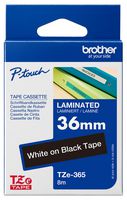 TZE-365 - P-Touch Label Tape White on Black 1-1/2" / 36mm