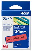 TZE-451 - P-Touch Label Tape Black on Red 1" / 24mm