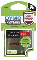 1978366 - D1 Durable Label Tape - 12mm x 3m White on Red