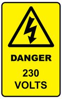 LDVL23SA - Danger 230 Volts Labels, Pack of 12