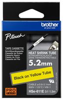 HSE611E - Heat Shrink Tube Tape Cassette, Black on Yellow, 5.2mm