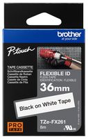 TZEFX261 - P-Touch Labelling Flexible ID Tape Cassette, Black on White, 36mm