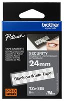 TZESE5 - P-Touch Security Labelling Tape Cassette, Black on White, 24mm