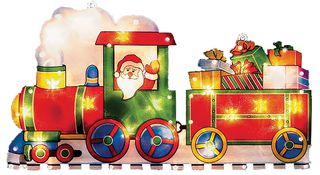 LI093540 - Light-Up Santa in Train Christmas Window Silhouette (240x450mm)