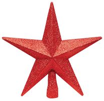 TD126324R - Christmas Star Tree Topper, Red Glitter, 22cm