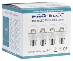 PEL00153 - 5W GLS LED Bulb, BC/B22 6500K (4 Pack)