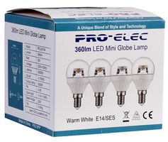 PEL00154 - E14 GLS LED Bulb, 5W 3000K (4 Pack)