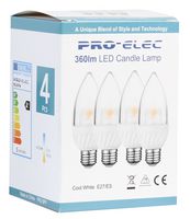 PEL00164 - E27 Clear LED Candle Bulb, 5W 4000K (4 Pack)
