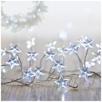 LB184713W - 160 Multi Action White Pin Wire Star Cluster Micro Brights with Timer
