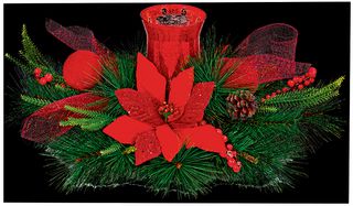 DF168103 - 60cm Poinsettia Red Candle Holder Decoration