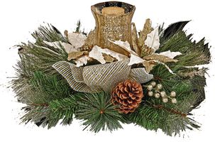 DF168113 - 60cm Poinsettia Champagne Gold Candle Holder Decoration