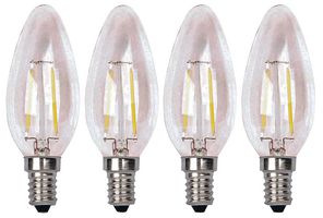 9382H - 2W Clear LED Filament Candle Lamp, E14, Warm White, 210lm (Pack of 4)