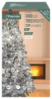 FLV162179WC-CPC - 1000 LED White Christmas Tree Lights with Timer, 25m, Clear Cable