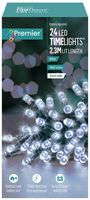 FLB131957W-CPC - 24 LED White Battery Operated Multi-Action Fairy Lights on Green Cable, 2.6m
