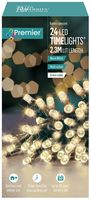 LB131957WW - 24 LED Warm White Battery Operated Multi-Action Fairy Lights on Green Cable, 2.6m