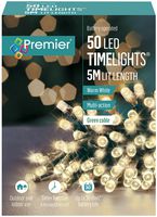 LB112382WW. - 50 LED Warm White Battery Operated Multi-Action Fairy Lights on Green Cable, 5.2m