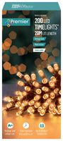 FLB112384VG-CPC - 200 LED Vintage Gold Battery Operated Multi-Action Fairy Lights on Green Cable, 20.2m