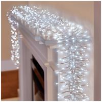 FLV162176WC-CPC - 960 LED White Cluster Christmas Lights, Multi Action, with Clear Cable and Timer, 12m