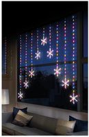 LV201146RBW - Rainbow Pin Wire LED 1.2m V Curtain, Snowflake Pattern