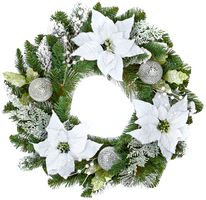 DF151981 - 60cm Poinsettia Decorative Wreath, White