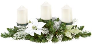 DF151983 - 70cm Poinsettia Decorative Centrepiece, White