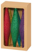 TD222008RBW - 15cm Glitter Hanging Bauble Drops, Rainbow, Pack of 6