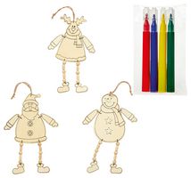 AC111794 - 20cm Colour Your Own Christmas Hanging Decorations with Dangly Legs - Various Designs