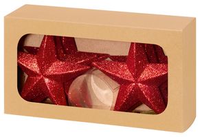 TD126378R - 100mm Glitter Star Hanging Decorations, Red, Pack of 6