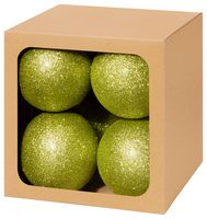 TD205416SGR - 80mm Glitter Baubles, Green, Pack of 8