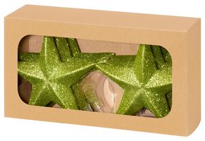 TD126378SGR - 100mm Glitter Star Hanging Decorations, Green, Pack of 6