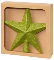 TD126324SGR - 20cm Christmas Tree Topper, Glitter Star, Green