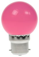 GOLF/1.5W/BC/PINK - 1.5W LED Polycarbonate Golf Ball Bulb, BC / B22, Non-Dimmable, Pink