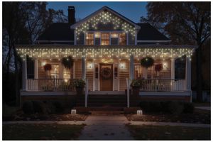 EC10040 - 60 LED Connectable Icicle Lights with Black Cable, Warm White, 2m