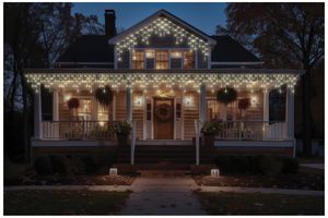 EC10072 - 120 LED Connectable Twinkle Icicle Lights with White Cable, Warm White, 5m